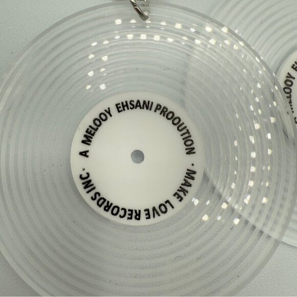 Old Fashioned Vinyl Record Music Disc Earrings - White - Picture 7 of 8
